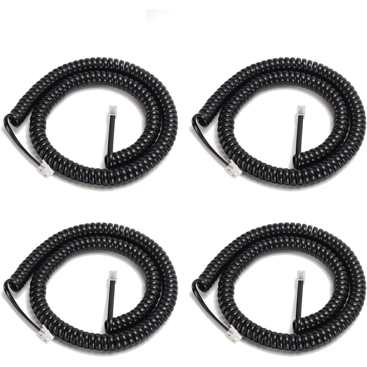 4-Pack Black 4 ft Coiled RJ9 Telephone Handset Cords - Just Closeouts Canada Inc.