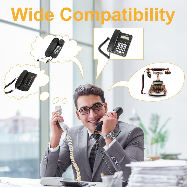 4-Pack Black 4 ft Coiled RJ9 Telephone Handset Cords - Just Closeouts Canada Inc.