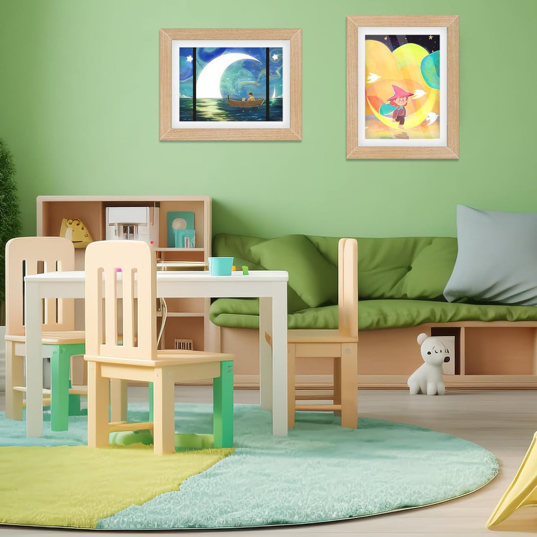 4 Pack Kids Art Frame, 8.5x11 Front Opening Kids Artwork Frames Changeable, Chind Artwork Display Storage Frame for 3D Picture Crafts, Children Drawing Hanging Art, Holds 50 - 100 Pcs (Walnut) - Just Closeouts Canada Inc.