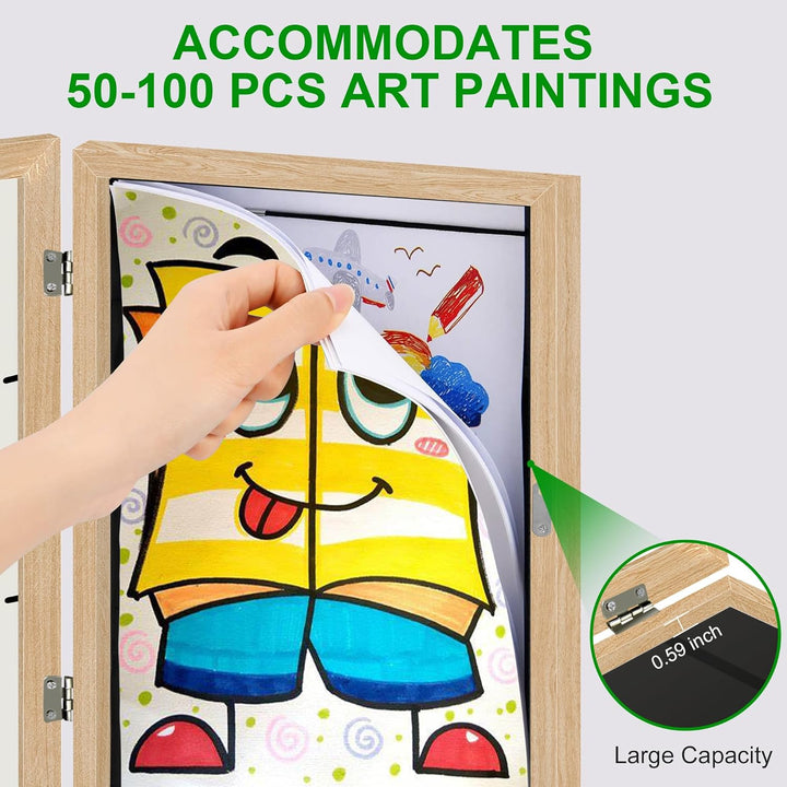 4 Pack Kids Art Frame, 8.5x11 Front Opening Kids Artwork Frames Changeable, Chind Artwork Display Storage Frame for 3D Picture Crafts, Children Drawing Hanging Art, Holds 50 - 100 Pcs (Walnut) - Just Closeouts Canada Inc.