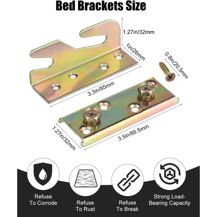 4-Pack No-Mortise Bed Rail Brackets with Screws - Just Closeouts Canada Inc.