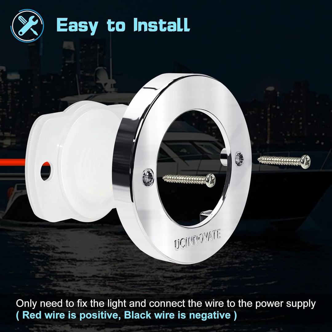4-Pack Round Marine LED Lights, White Light, Silver Housing, 3.15 in - Just Closeouts Canada Inc.X004LF3OYZ