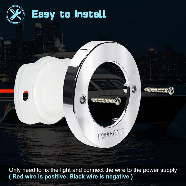 4-Pack Round Marine LED Lights, White Light, Silver Housing, 3.15 in - Just Closeouts Canada Inc.X004LF3OYZ