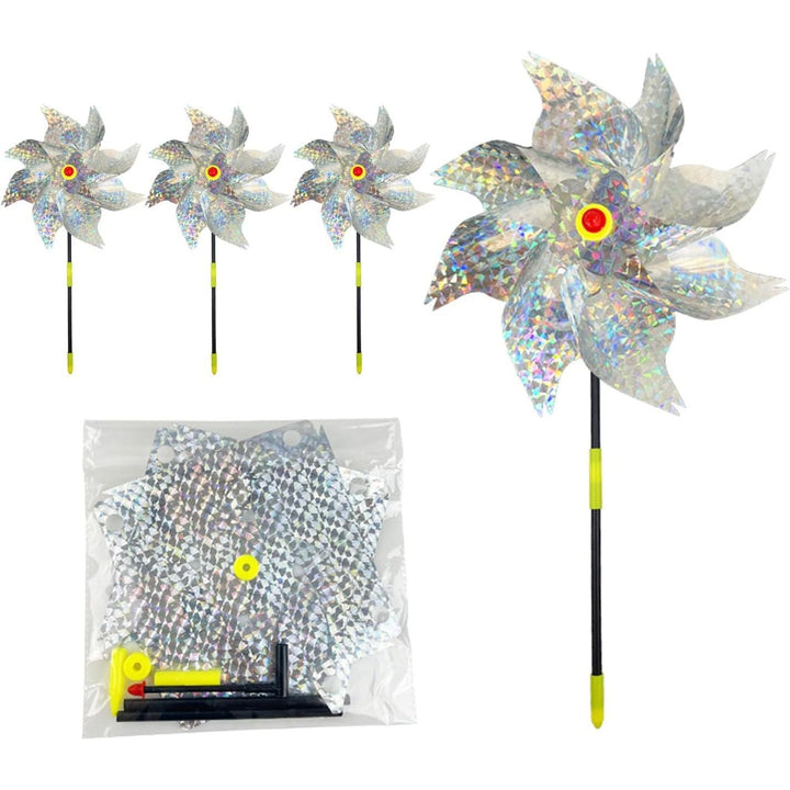4-Pack Silver Reflective Garden Pinwheels with Stakes - Just Closeouts Canada Inc.