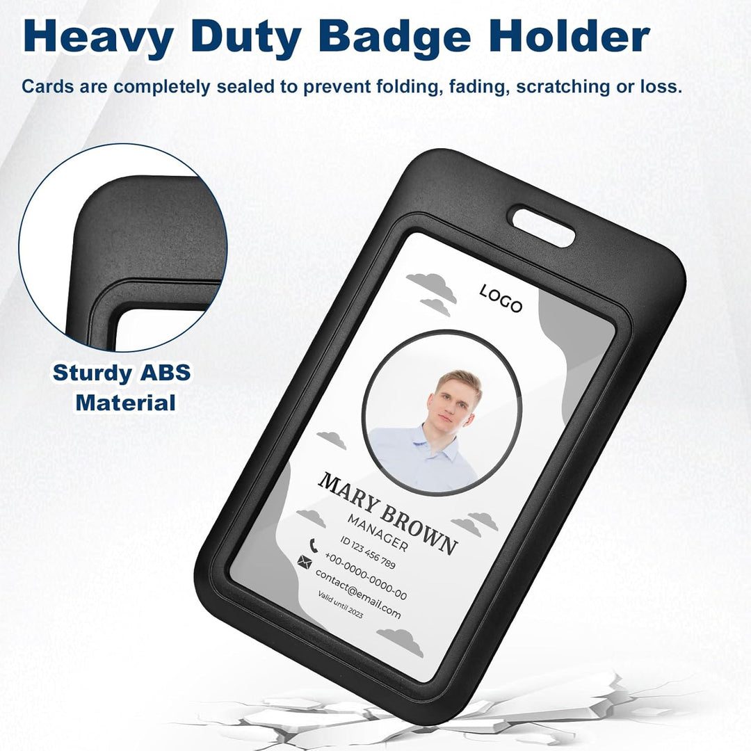 4 Pack Sliding ID Card Holder Plastic Vertical ID Badge Holder Hard Black Card Protector with Clear Window for Office School DriverÕs Licenses and Key Cards - Just Closeouts Canada Inc.