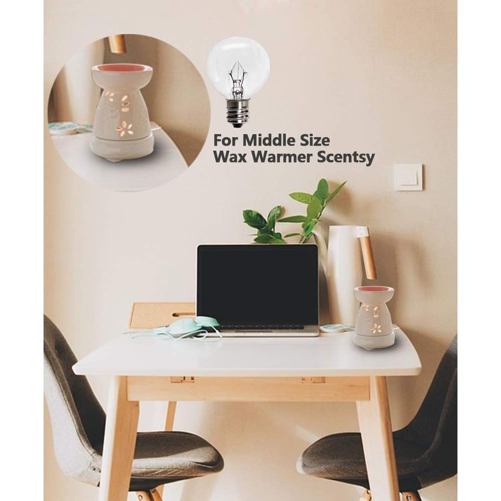 4 Pack Wax Warmer Bulbs,20 Watt Bulbs for Middle Size Scentsy Warmers,G30 Globe E12 Incandescent Candelabra Base Clear Light Bulbs for Candle Wax Warmer,Long Last Lifespan - Just Closeouts Canada Inc.