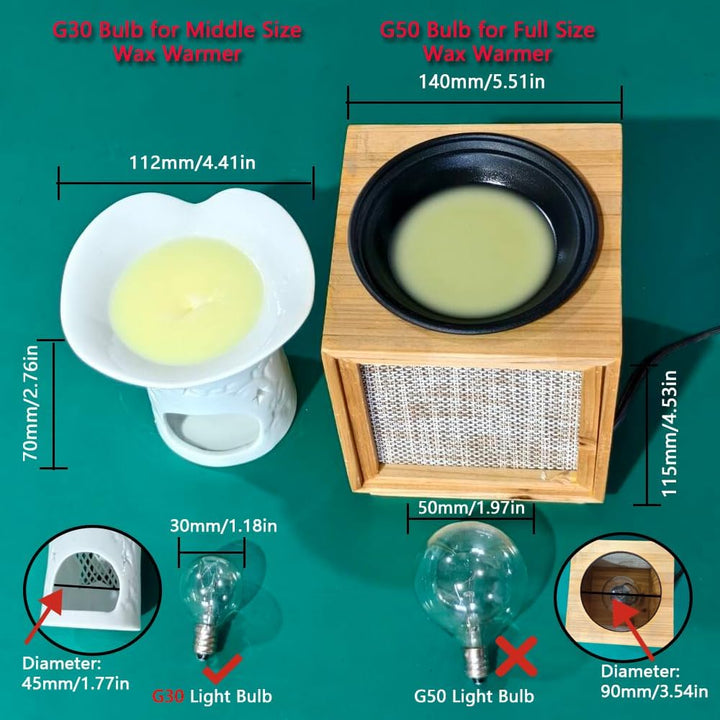 4 Pack Wax Warmer Bulbs,20 Watt Bulbs for Middle Size Scentsy Warmers,G30 Globe E12 Incandescent Candelabra Base Clear Light Bulbs for Candle Wax Warmer,Long Last Lifespan - Just Closeouts Canada Inc.
