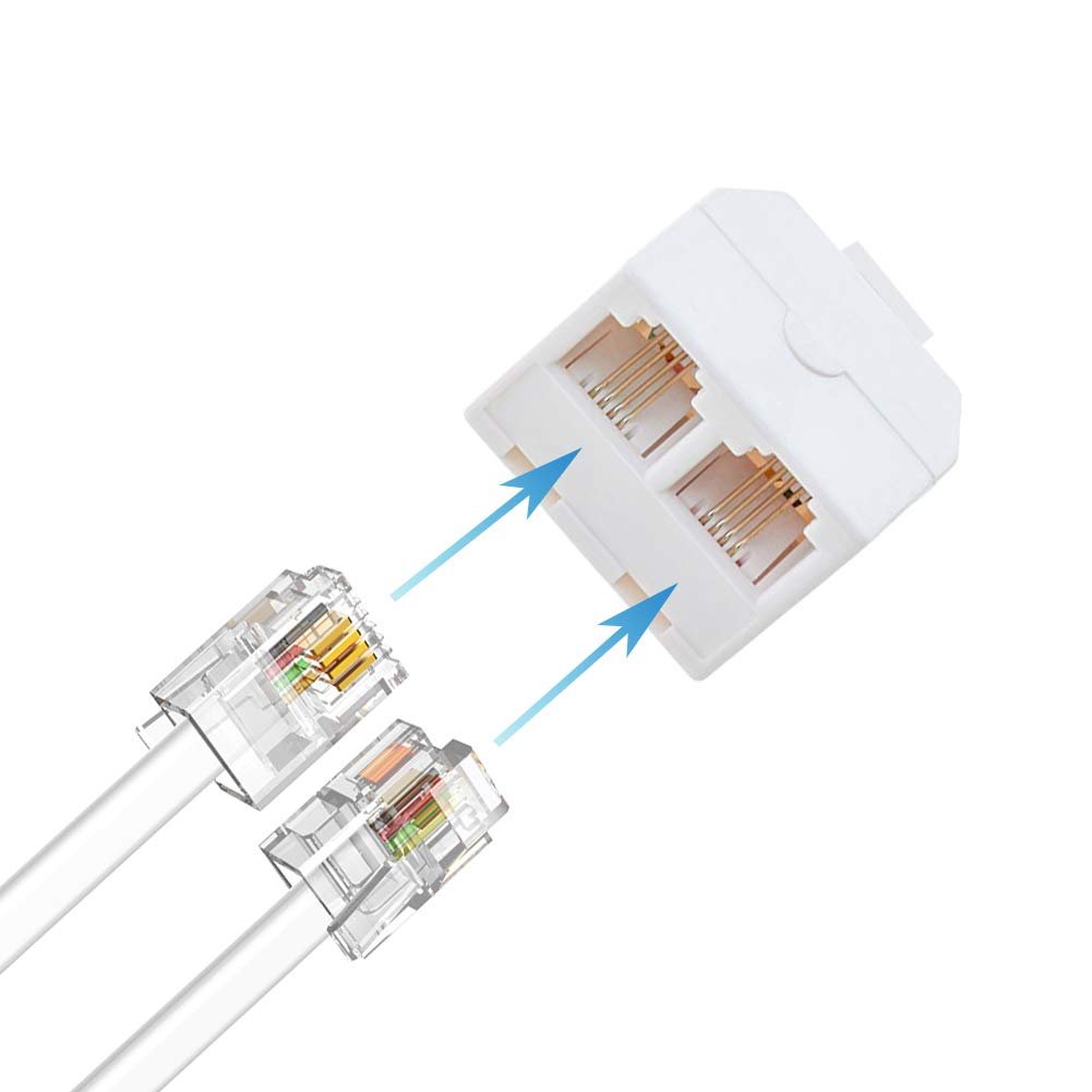 4-Pack White RJ11 6P4C 1-to-2 Telephone Splitters - Just Closeouts Canada Inc.