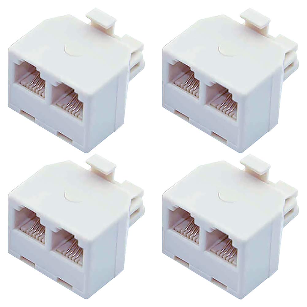 4-Pack White RJ11 6P4C 1-to-2 Telephone Splitters - Just Closeouts Canada Inc.