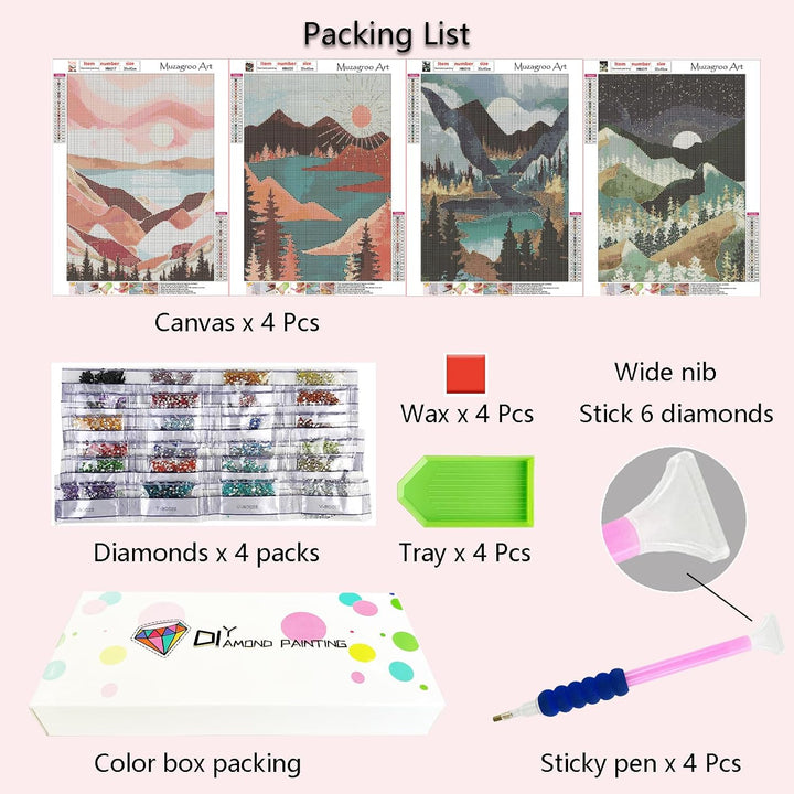 4-Piece Abstract Landscape Diamond Painting Kit, 12 x 16 in - Just Closeouts Canada Inc.