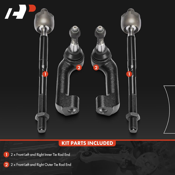 4-Piece Front Inner & Outer Tie Rod End Kit for Ford F-150, Expedition & Lincoln Navigator - Just Closeouts Canada Inc.