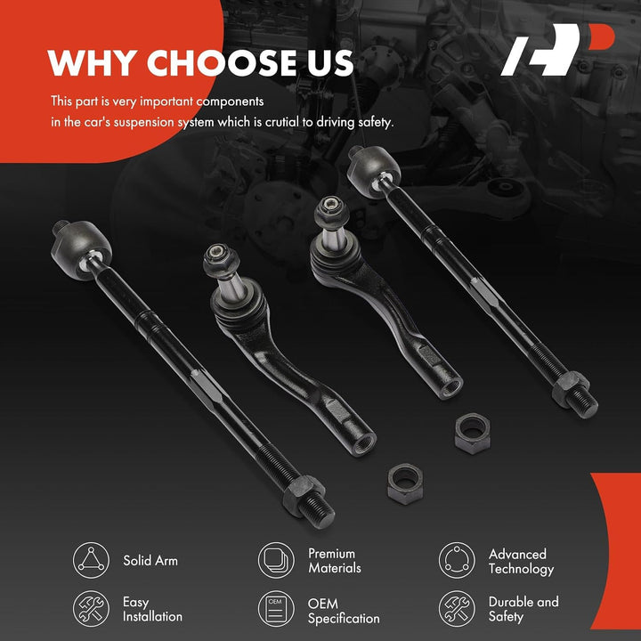4-Piece Front Inner & Outer Tie Rod End Kit for Sprinter - Just Closeouts Canada Inc.