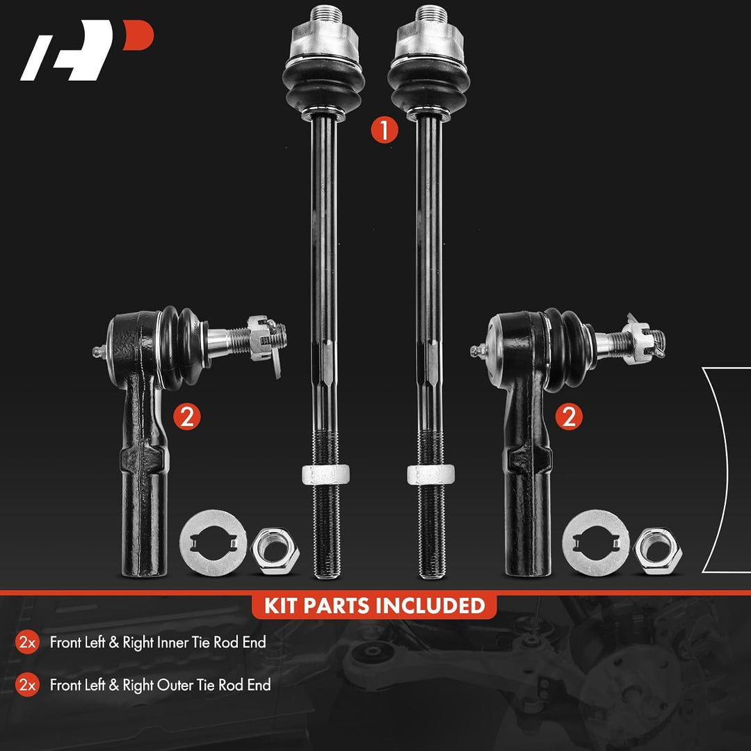 4-Piece Front Inner & Outer Tie Rod Kit for HD Trucks & H2 - Just Closeouts Canada Inc.
