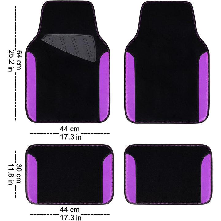 4-Piece Purple and Black Waterproof Car Floor Mat Set - Just Closeouts Canada Inc.