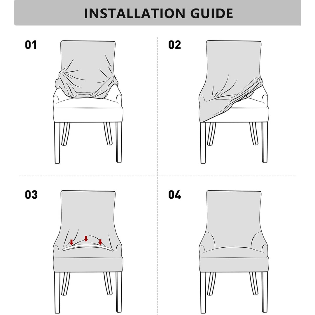 4 Pieces Stretch Wingback Side Chair Covers, Spandex Jacquard Dining Chair Covers with Arms Washable Dining Room Chair Slipcovers with Arms Funiture Protector Home Decor (Dark Grey, 4) - Just Closeouts Canada Inc.