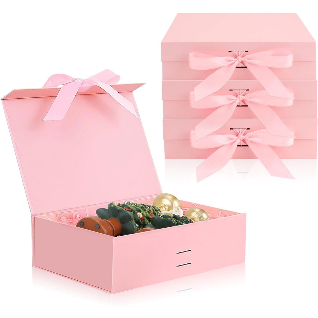 4 Pink Magnetic Gift Boxes with Ribbons, 9 × 6.7 × 2.8 in - Just Closeouts Canada Inc.