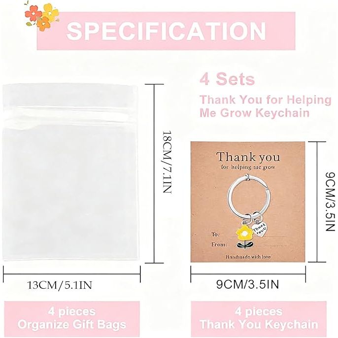 4 Set Thank You Gifts Keychain, Appreciation Gifts for Coworkers and Teachers, Christmas Gifts Thank You for Helping Me Grow Keychain - Just Closeouts Canada Inc.X004RUP6GN