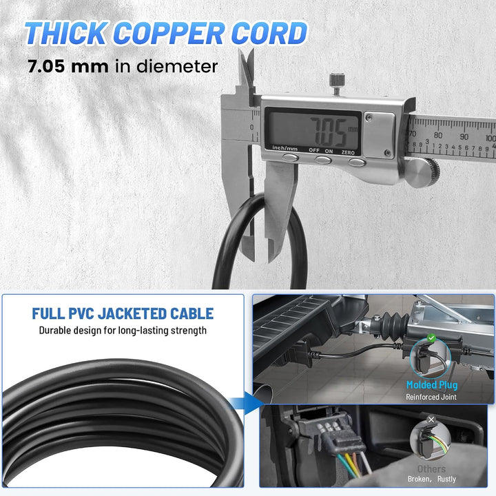 4-Way Flat Trailer Connector Cable – 10 ft, 18 AWG, Male - Just Closeouts Canada Inc.