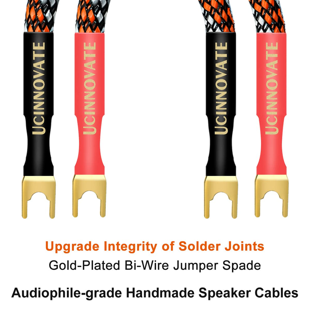 4 x HiFi OFC Speaker Jumper Cable with Spade, 21cm Speaker Cable Bridge Bi-Wire Speaker Jumper Plates, 11AWG Cable Bridge to Speaker Cable Terminals with 8 Gold Plated Spade - Just Closeouts Canada Inc.X003PGFCMD
