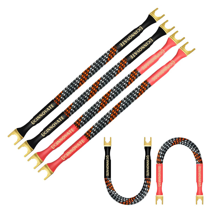 4 x HiFi OFC Speaker Jumper Cable with Spade, 21cm Speaker Cable Bridge Bi-Wire Speaker Jumper Plates, 11AWG Cable Bridge to Speaker Cable Terminals with 8 Gold Plated Spade - Just Closeouts Canada Inc.X003PGFCMD