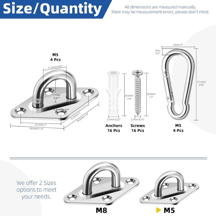 40-Piece M5 Stainless Steel Pad-Eye and Snap Hook Kit - Just Closeouts Canada Inc.X004I4C7X3