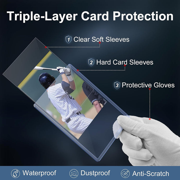 400 Card Sleeves Hard Plastic, 3"x4" Hockey Card Protectors Hard Plastic for Baseball, Hockey and Trading Cards (200 Hard Sleeves + 200 Clear Sleeve) - Just Closeouts Canada Inc.