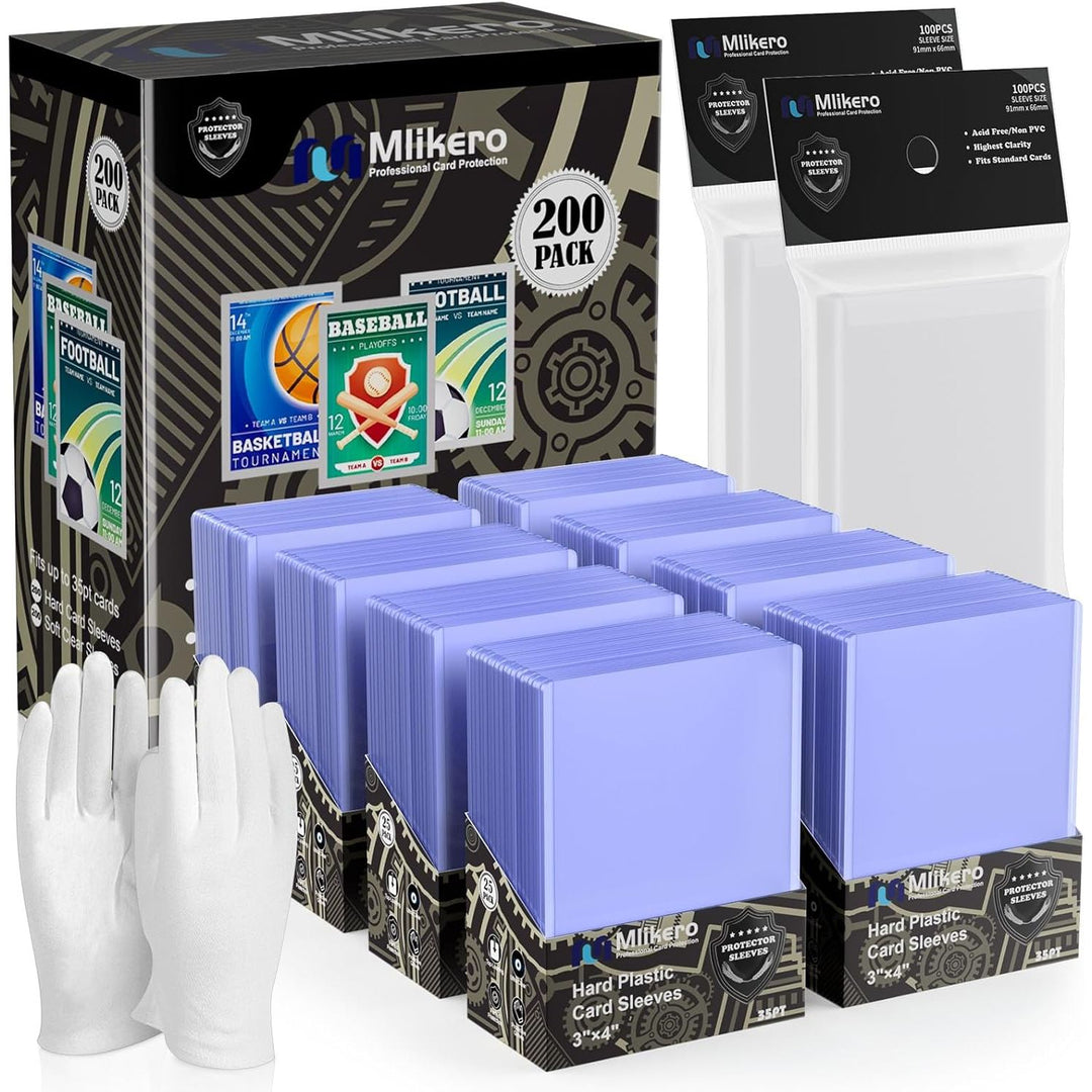 400 Card Sleeves Hard Plastic, 3"x4" Hockey Card Protectors Hard Plastic for Baseball, Hockey and Trading Cards (200 Hard Sleeves + 200 Clear Sleeve) - Just Closeouts Canada Inc.