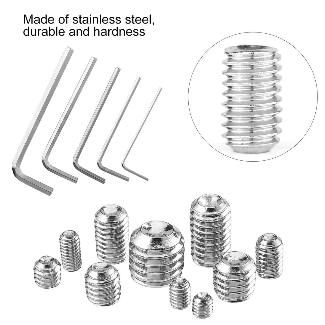400 Pcs Grub Screws Set Allen Key Screws M3 M4 M5 M6 M8 Stainless Steel Hex Grub Screws Cone Point Set Screw with Key Wrench in PP Box - Just Closeouts Canada Inc.