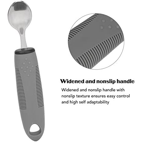 Adaptive Utensils, 4 Piece Wide and Weighted Utensils Kitchen Set, Non Slip Handles for Arthritis, Hand Tremors, Parkinson, Adaptive Eating Flatware, Knife, Fork, 2 Spoons