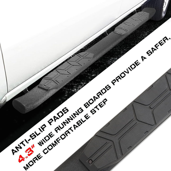 4.3 Inches Oval Tube Bar Running Boards Compatible with 2019 - 2025 Dodge Ram 1500 Crew Cab New Body Style(Excl. Ram 2500 3500). Running Boards and Carbon Steel Side Steps Nerf Bars. - Just Closeouts Canada Inc.