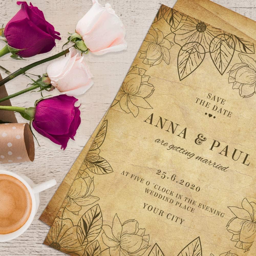 48 Pack Antique Vintage Stationary Paper, 8.5"x 11" Parchment Paper for Writing and Printing, Double Sided Antique Old Aged Scrapbook for Journal, Calligraphy, Invitations and Certifications - Just Closeouts Canada Inc.