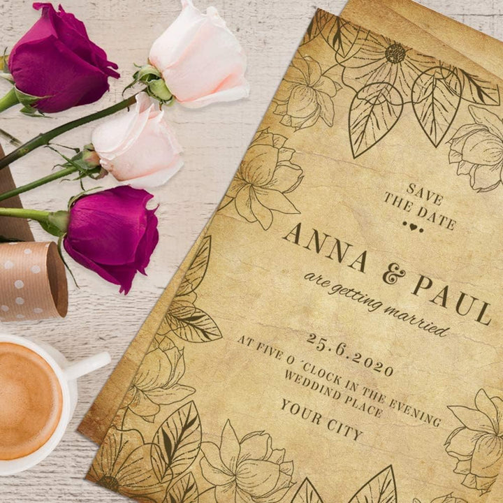 48 Pack Antique Vintage Stationary Paper, 8.5"x 11" Parchment Paper for Writing and Printing, Double Sided Antique Old Aged Scrapbook for Journal, Calligraphy, Invitations and Certifications - Just Closeouts Canada Inc.