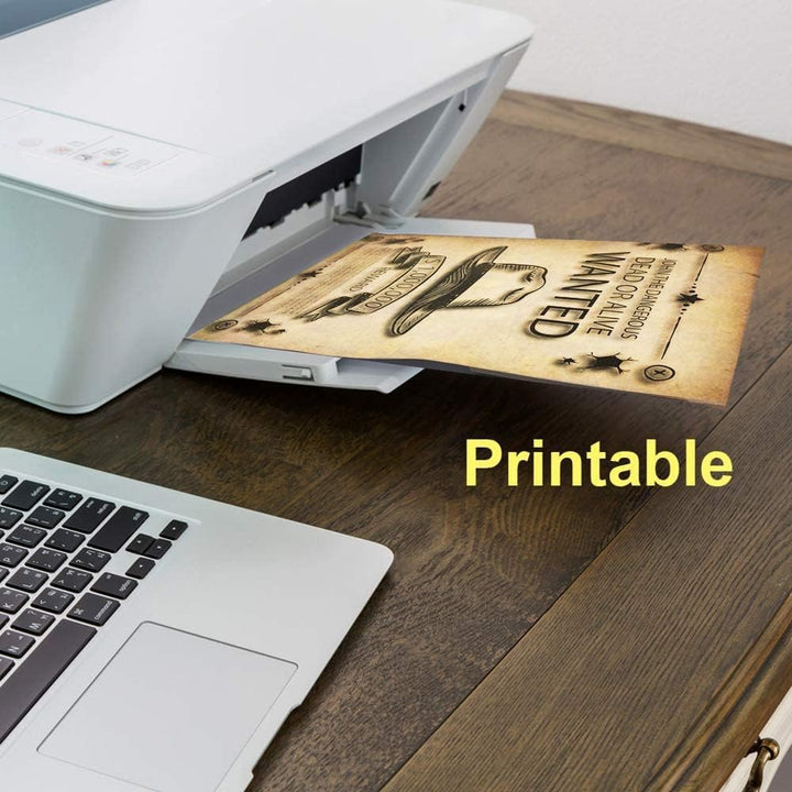 48 Pack Antique Vintage Stationary Paper, 8.5"x 11" Parchment Paper for Writing and Printing, Double Sided Antique Old Aged Scrapbook for Journal, Calligraphy, Invitations and Certifications - Just Closeouts Canada Inc.