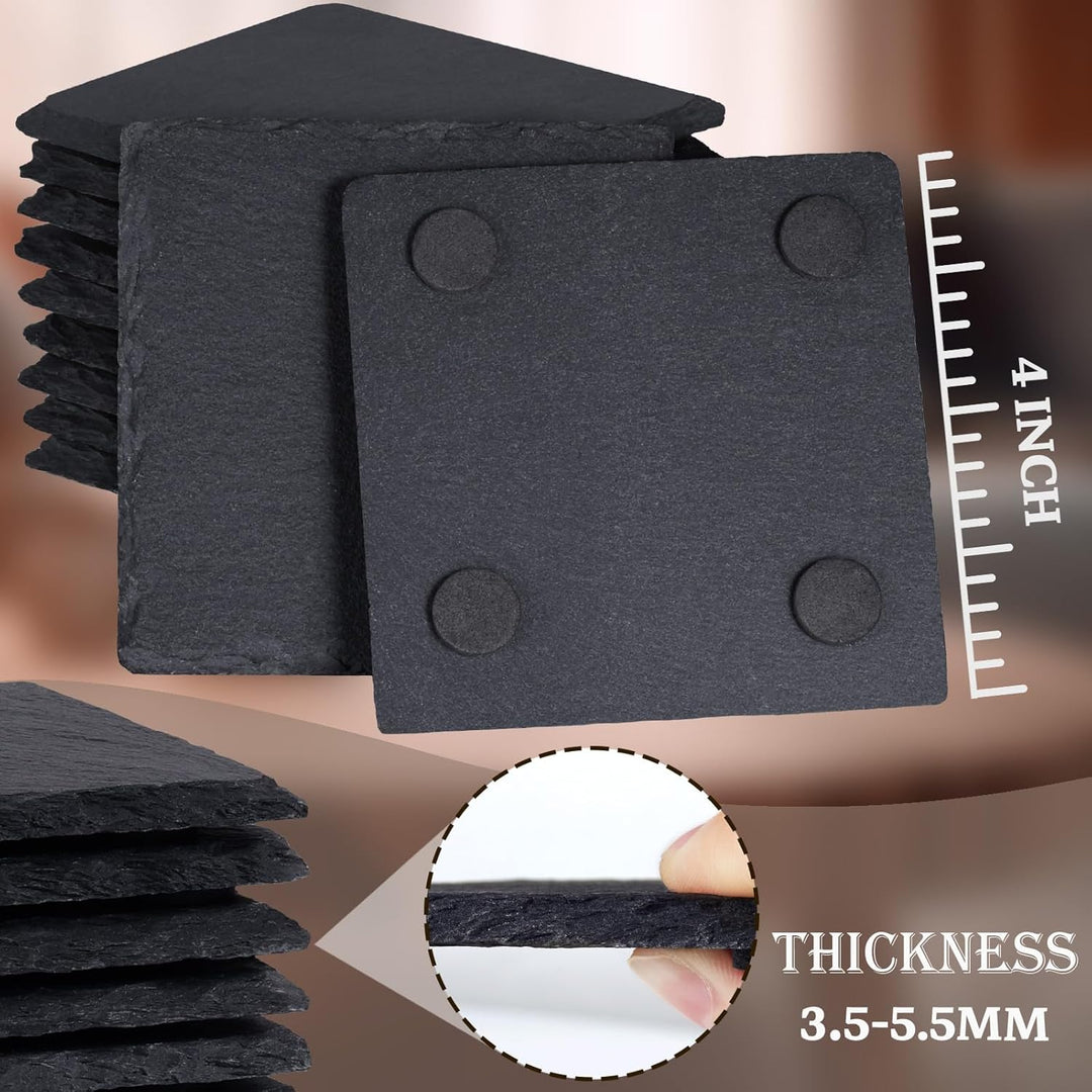 48 Pieces Slate Drink Coasters, GOH DODD 4 Inch Black Coasters Stone Coaster Set, Laser Engraving Blanks with Anti - Scratch Bottom for Home Office Kitchen Apartment, Square - Just Closeouts Canada Inc.