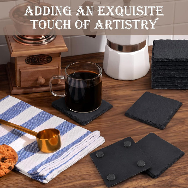 48 Pieces Slate Drink Coasters, GOH DODD 4 Inch Black Coasters Stone Coaster Set, Laser Engraving Blanks with Anti - Scratch Bottom for Home Office Kitchen Apartment, Square - Just Closeouts Canada Inc.
