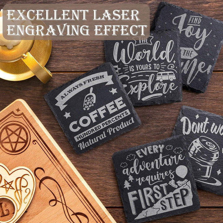 48 Pieces Slate Drink Coasters, GOH DODD 4 Inch Black Coasters Stone Coaster Set, Laser Engraving Blanks with Anti - Scratch Bottom for Home Office Kitchen Apartment, Square - Just Closeouts Canada Inc.