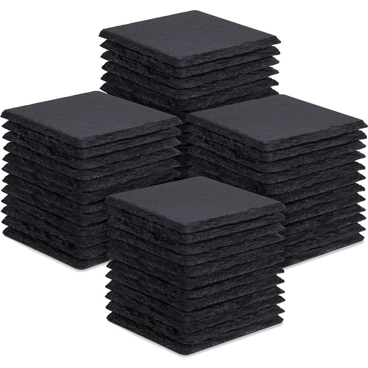 48 Pieces Slate Drink Coasters, GOH DODD 4 Inch Black Coasters Stone Coaster Set, Laser Engraving Blanks with Anti - Scratch Bottom for Home Office Kitchen Apartment, Square - Just Closeouts Canada Inc.