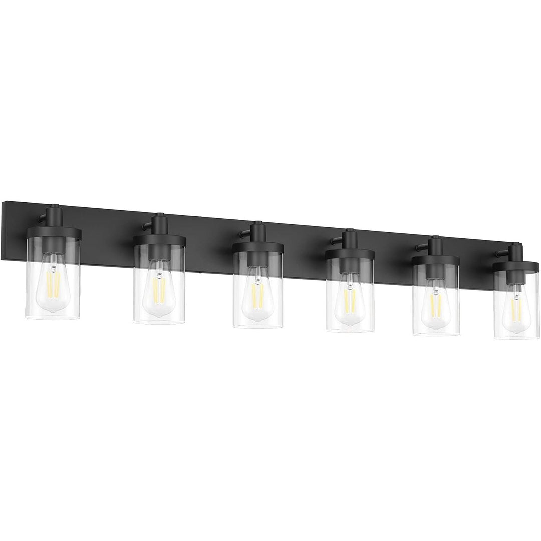 48in Vanity Light Black Bathroom Vanity Lighting Fixtures 6 Light Bathroom Light Fixtures with Clear Glass Shade(Exclude Bulb) - Just Closeouts Canada Inc.X003DZPELZ