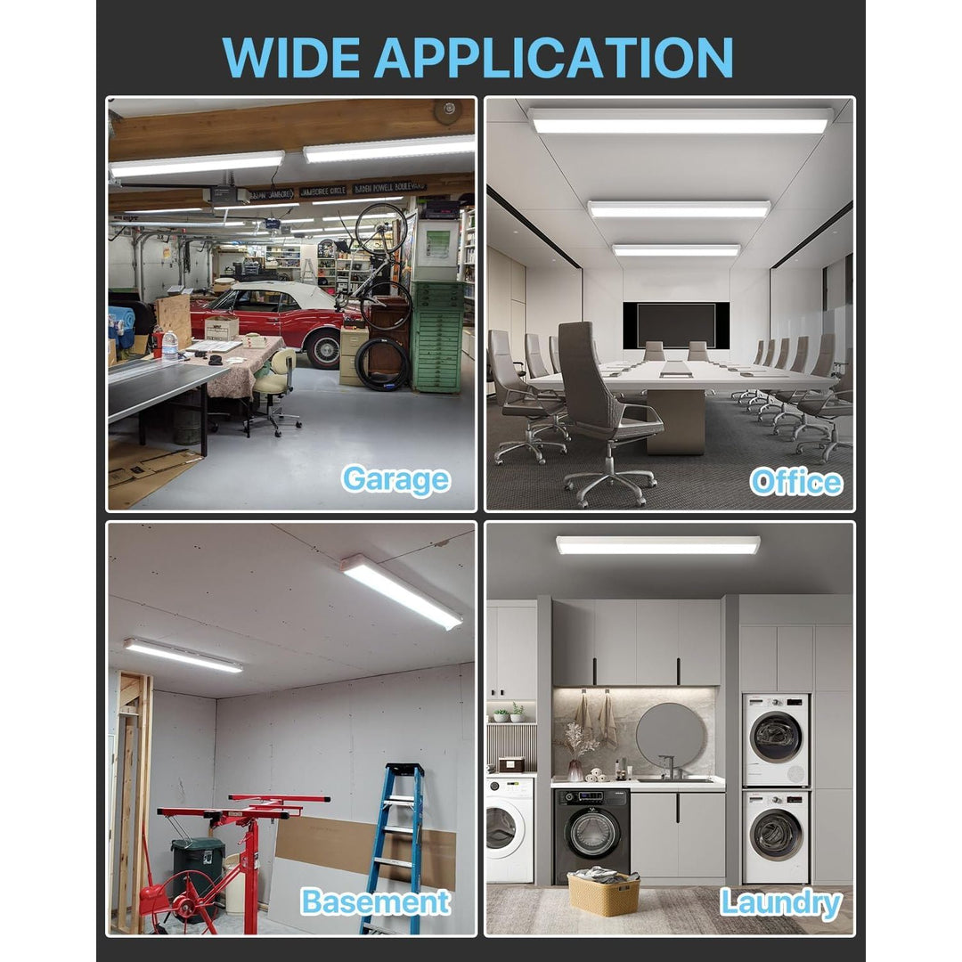 4FT 60W LED Wraparound Light, 6600lm Linkable 60W/50W/40W 5000K Led Shop Lights Surface Mounting, ETL,AC120V LED Ceiling Office Wrap Light for Kitchen, Hallway, Fluorescent Replacement, 4P - Just Closeouts Canada Inc.