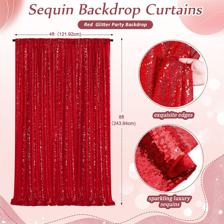 4ft x 8ft Red Sequin Backdrops Glitter Curtain Photography Background Valentine's Day Baby Shower Decorations - Just Closeouts Canada Inc.X004A9H0ID