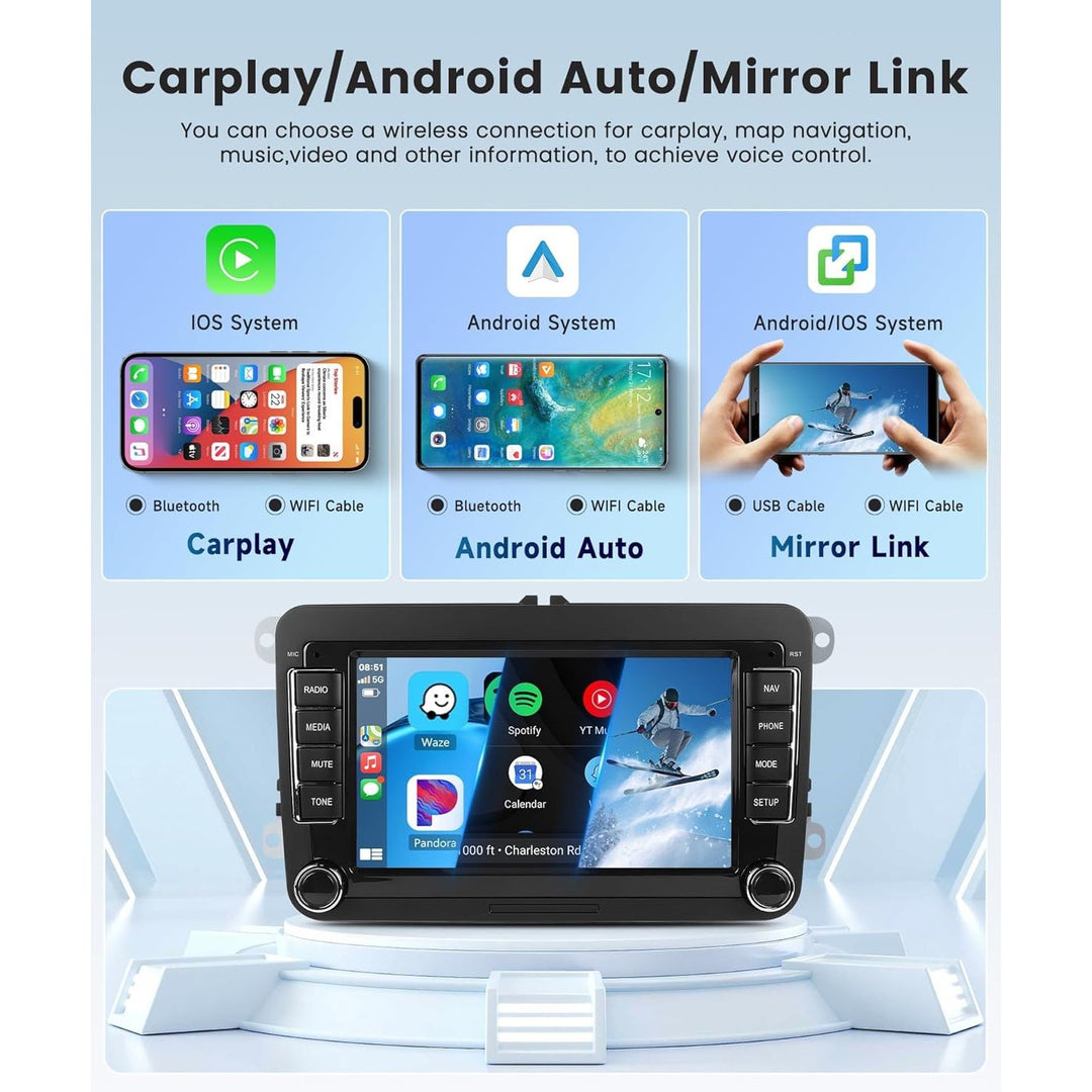 4G+64G CarPlay Radio for VW Passat Jetta Tiguan Golf MK5 MK6 T5 EOS Polo, Android 13 Car Stereo 7 Inch Touch Screen Android Auto GPS Navigation Bluetooth FM SWC Backup Camera - Just Closeouts Canada Inc.