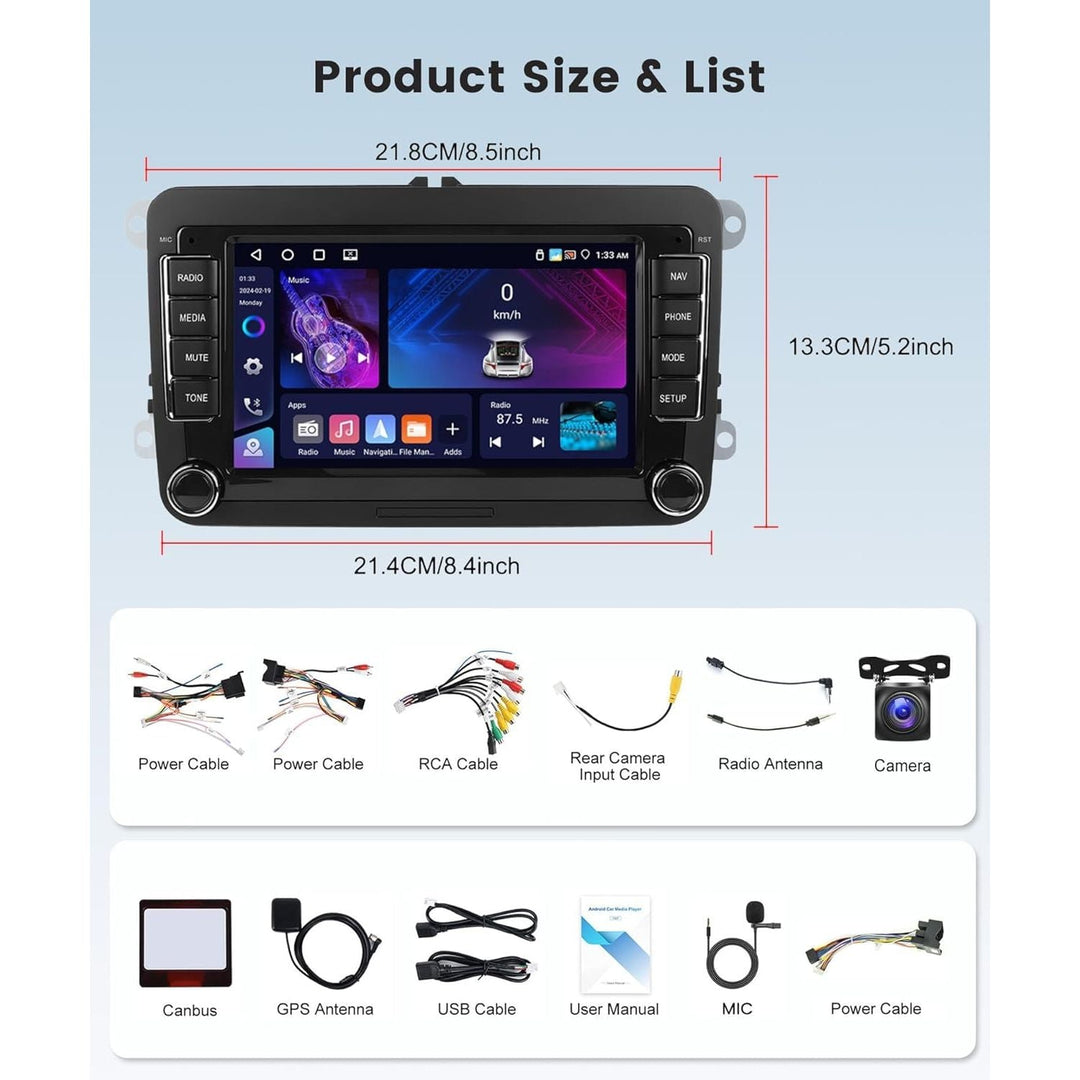 4G+64G CarPlay Radio for VW Passat Jetta Tiguan Golf MK5 MK6 T5 EOS Polo, Android 13 Car Stereo 7 Inch Touch Screen Android Auto GPS Navigation Bluetooth FM SWC Backup Camera - Just Closeouts Canada Inc.