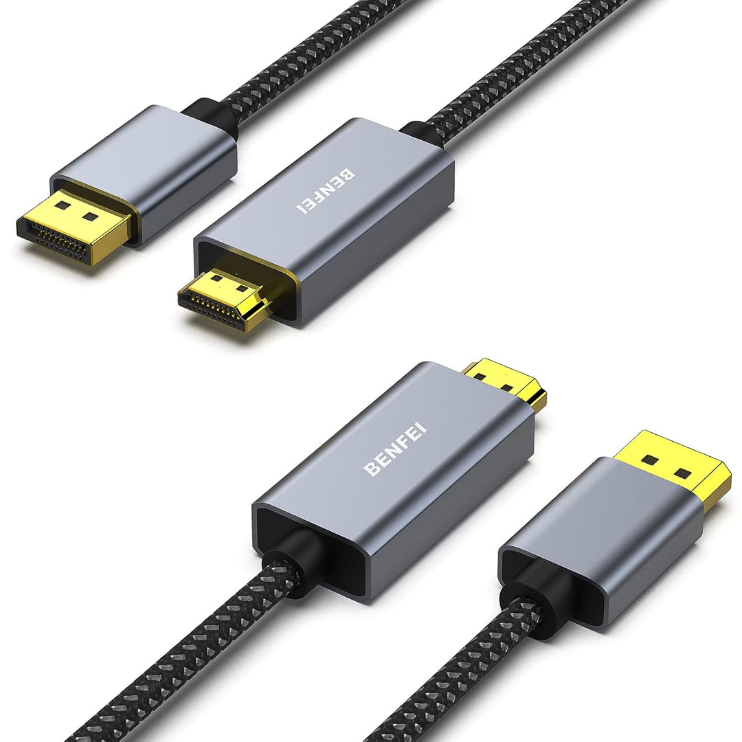 4K DisplayPort to HDMI 6 Feet Cable, 2 Pack Uni-Directional DP 1.2 Computer to HDMI 1.4 Screen (Male to Male) Compatible with HP, ThinkPad, AMD, NVIDIA - Just Closeouts Canada Inc.000273grey-2p
