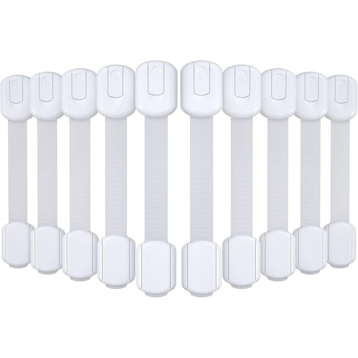 4our Kiddies 10 Pack Baby Proof Cabinet Locks, Child Safety Drawer Locks with 6 Extra 3M Adhesives, Childproof Cabinet Strap Locks for Drawers, Cupboards, Refrigerators, Adjustable No Drilling - Just Closeouts Canada Inc.