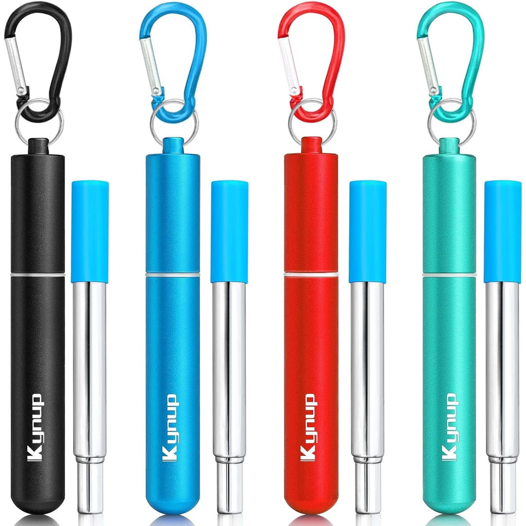 4Packs Reusable Straws, Metal Straw with Silicon, Travel Drinking Straws with Case, Keychain, Cleaning Brushes, Silicon Pcs Perfect for Travel, Gifts (20 PCS) Blue - Black - Red - Turquoise - Just Closeouts Canada Inc.X0035QBPAL