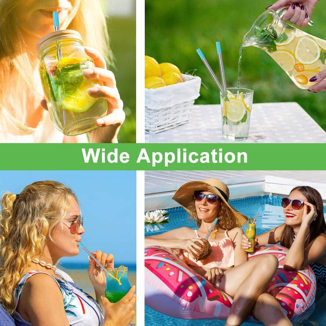 4Packs Reusable Straws, Metal Straw with Silicon, Travel Drinking Straws with Case, Keychain, Cleaning Brushes, Silicon Pcs Perfect for Travel, Gifts (20 PCS) Blue - Black - Red - Turquoise - Just Closeouts Canada Inc.X0035QBPAL