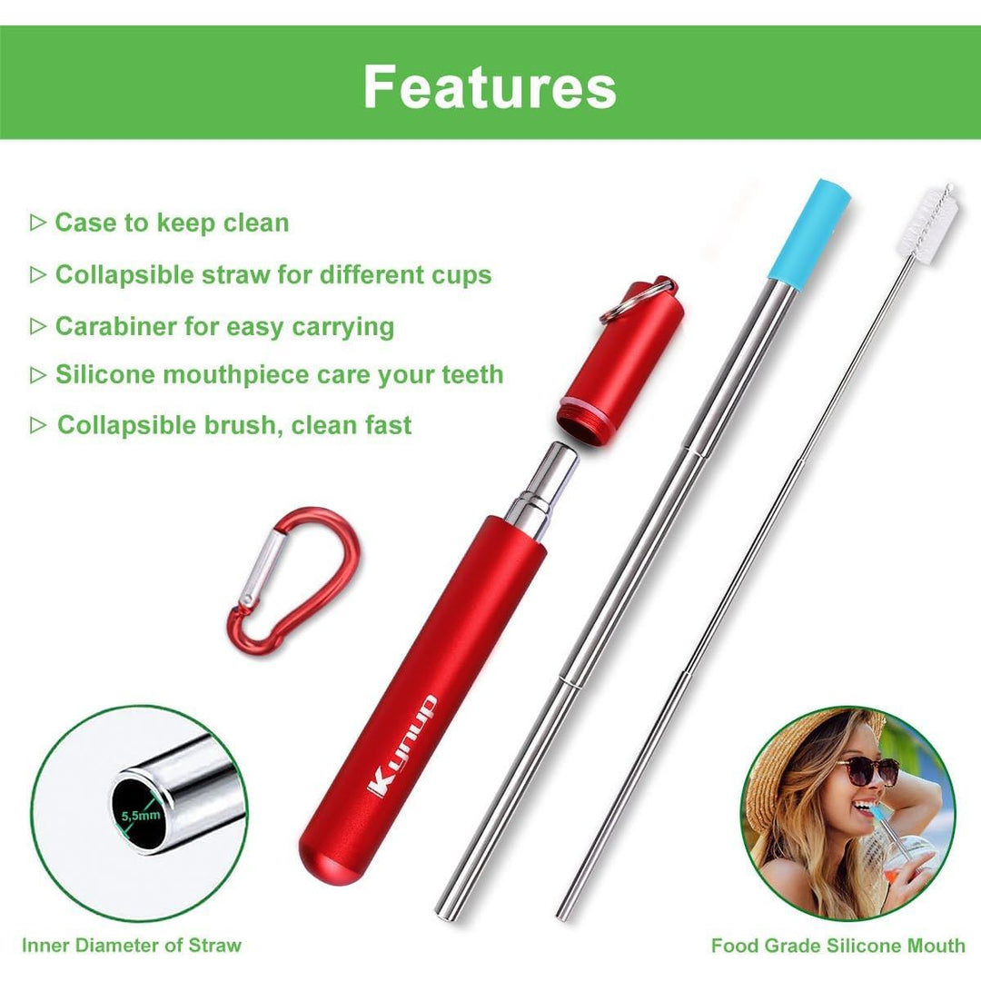 4Packs Reusable Straws, Metal Straw with Silicon, Travel Drinking Straws with Case, Keychain, Cleaning Brushes, Silicon Pcs Perfect for Travel, Gifts (20 PCS) Blue - Black - Red - Turquoise - Just Closeouts Canada Inc.X0035QBPAL