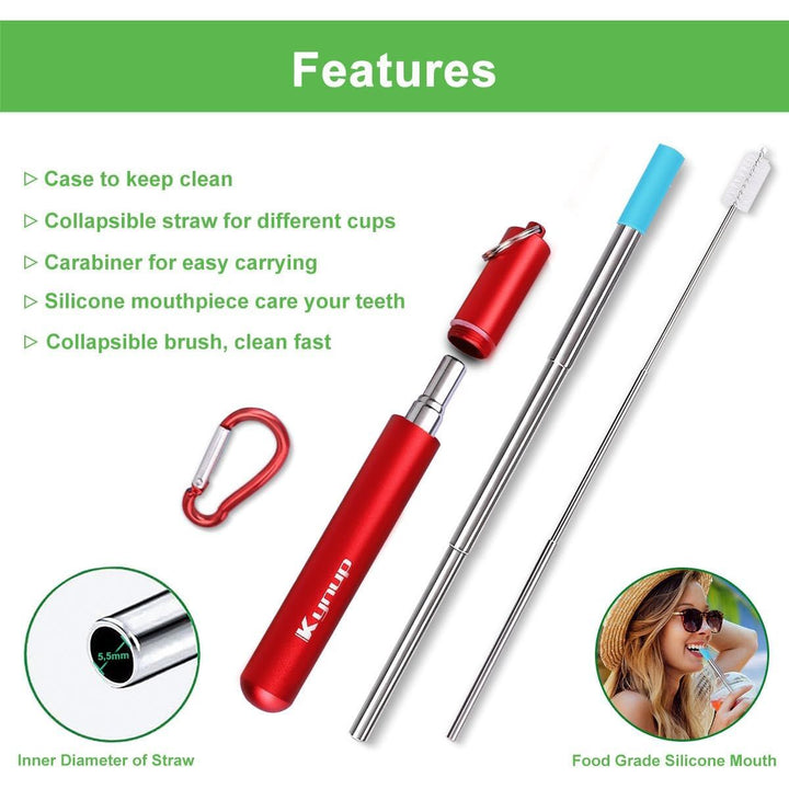 4Packs Reusable Straws, Metal Straw with Silicon, Travel Drinking Straws with Case, Keychain, Cleaning Brushes, Silicon Pcs Perfect for Travel, Gifts (20 PCS) Blue - Black - Red - Turquoise - Just Closeouts Canada Inc.X0035QBPAL