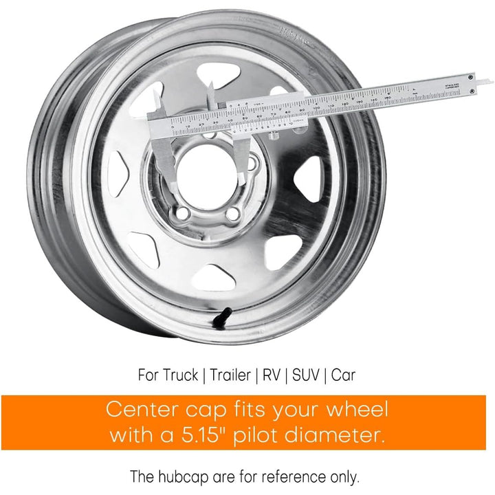 4Pcs 5.15inch Trailer Wheel Center Caps Fit 5.15" Center Bore Truck Trailer RV SUV Wheels Rims, Carbon Steel Chrome Silver Hub Covers - Just Closeouts Canada Inc.