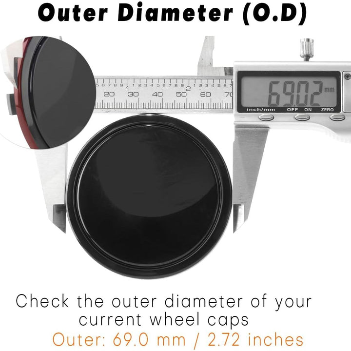 4pcs 69mm(2.72in)/ 55.6mm(2.19in) Wheel Hub Center Caps Black for 4B0 601 170 A A3 A4 A5 A6 A7 Q3 S5 S6 S758811 Wheel - Just Closeouts Canada Inc.